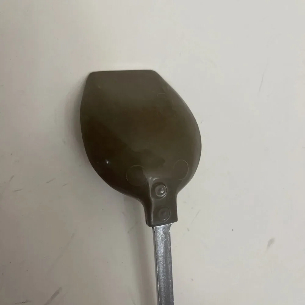 Vintage Wooden Handled Kitchen Spoon Brown Plastic MCM Cooking Utensil
